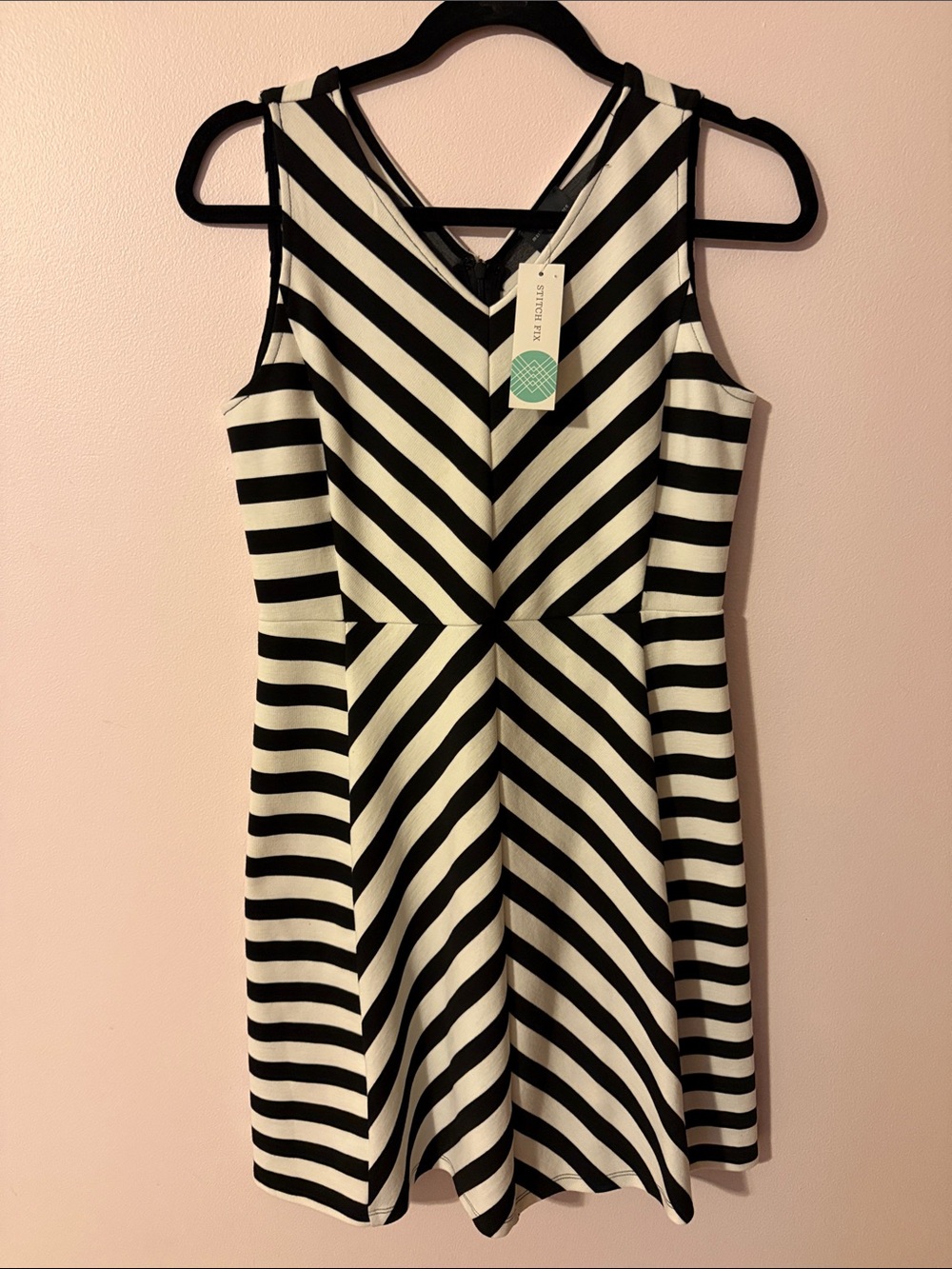 BNWT Market & Spruce size M. Striped V-Neck Fit & Flare Dress - Black and White
